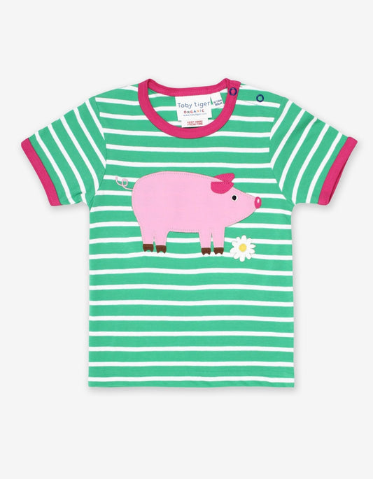 Organic Pig Applique T-Shirt - Toby Tiger