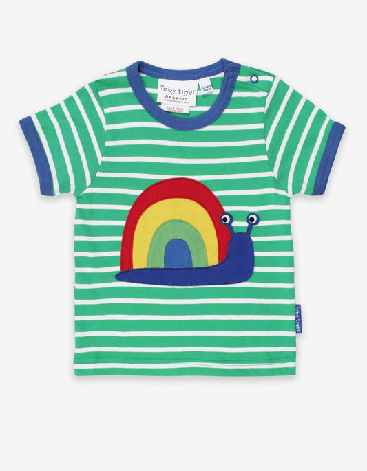 Organic Snail Applique T-Shirt - Toby Tiger