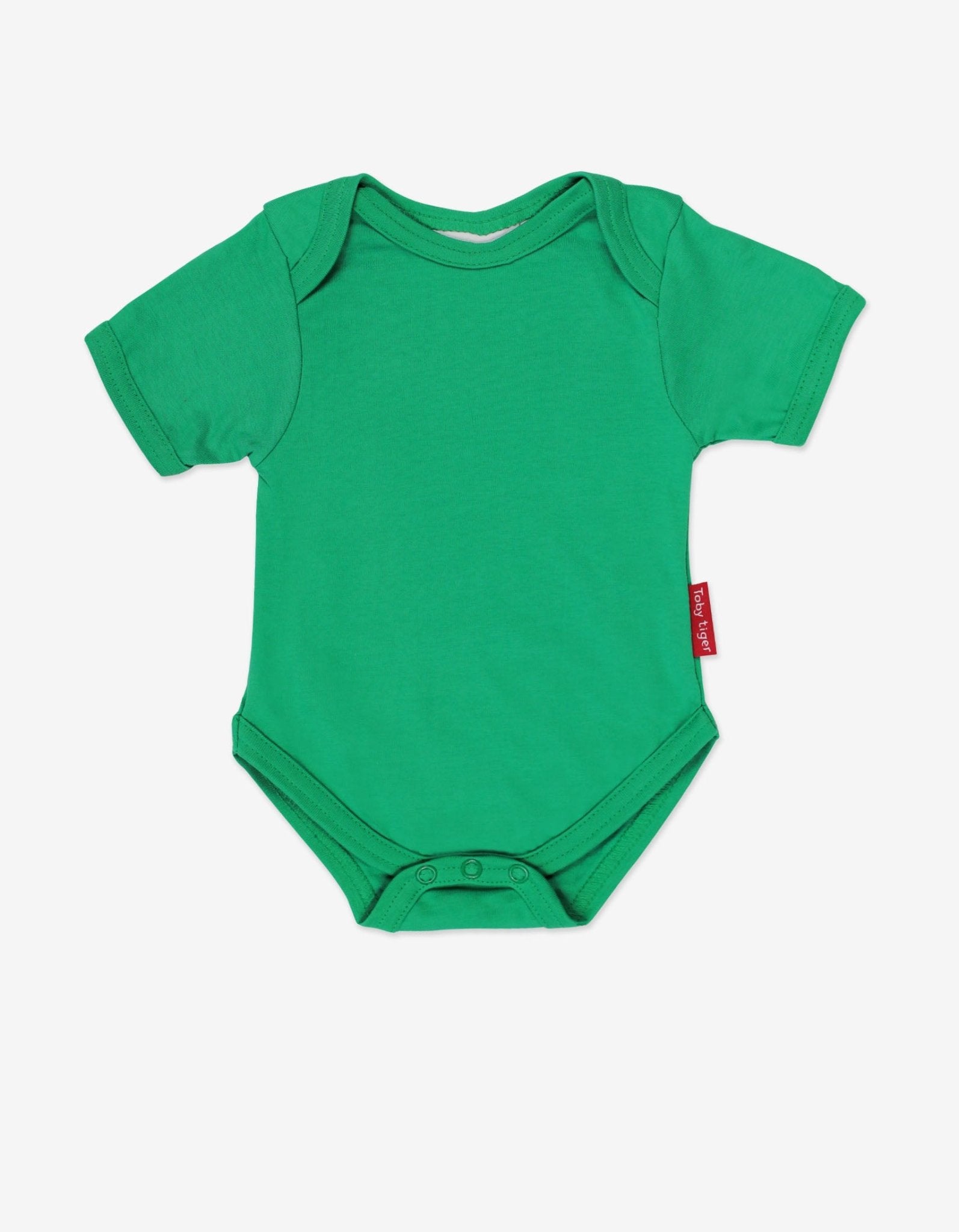 Organic Green Basic Short-Sleeved Baby Body - Toby Tiger