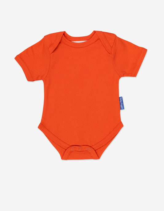 Organic Orange Basic Short-Sleeved Baby Body - Toby Tiger