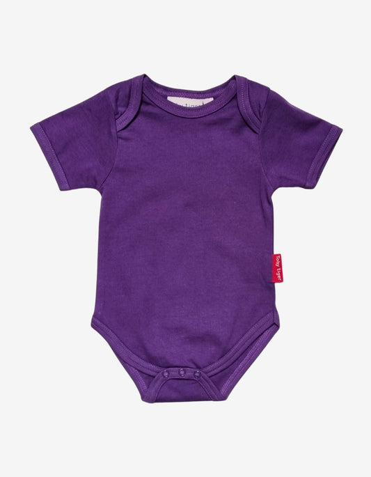 Organic Purple Basic Short-Sleeved Baby Body - Toby Tiger