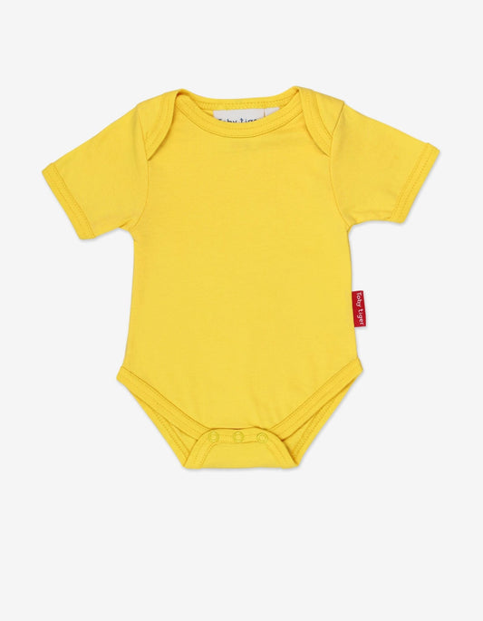 Organic Yellow Basic Short-Sleeved Baby Body - Toby Tiger