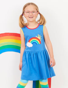 Organic Rainbow Sun and Cloud Applique Summer Dress - Toby Tiger