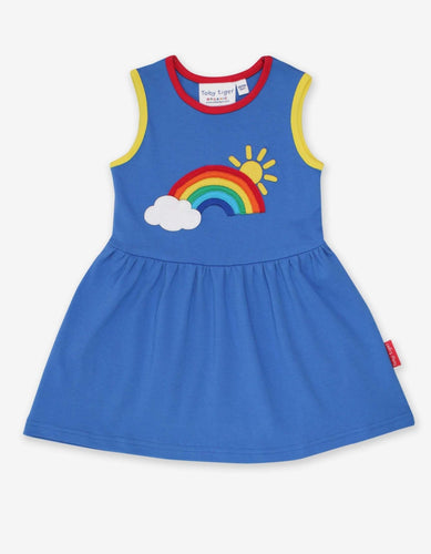 Organic Rainbow Sun and Cloud Applique Summer Dress - Toby Tiger