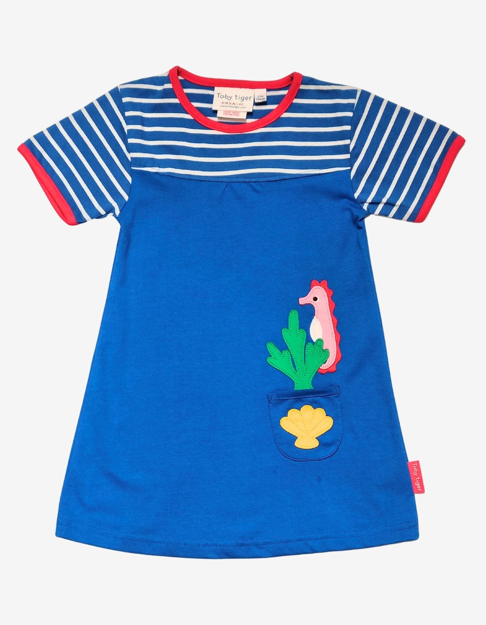 Organic Seahorse Applique T-Shirt Dress - Toby Tiger