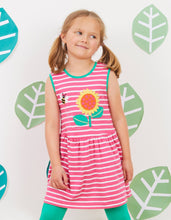 Load image into Gallery viewer, Organic Sunflower Applique Summer Dress - Toby Tiger
