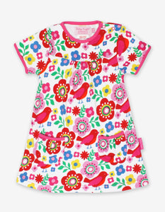 Organic Multi Bird Print Dress - Toby Tiger