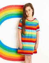 Load image into Gallery viewer, Organic Multi Stripe Short-Sleeved Dress - Toby Tiger

