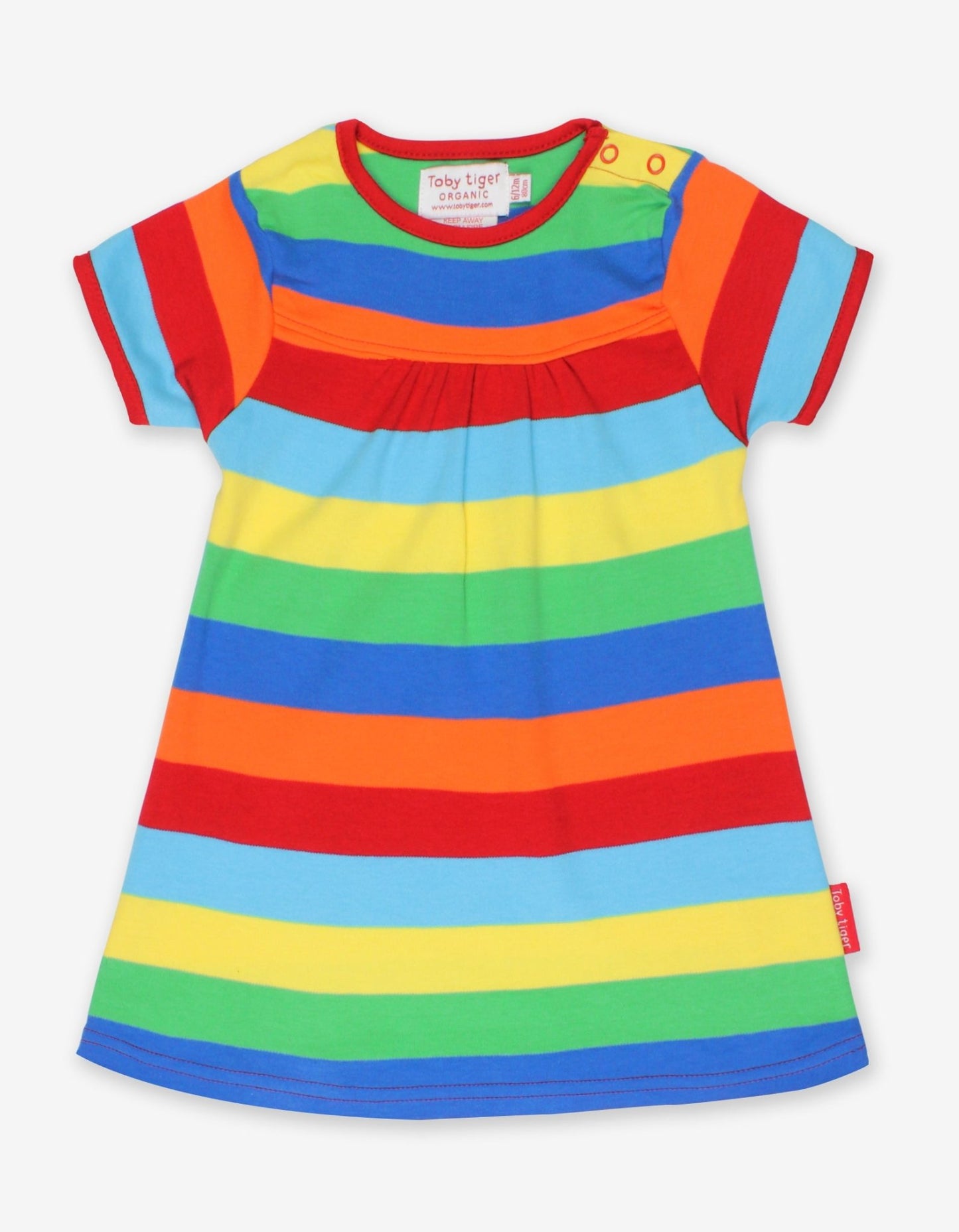 Organic Multi Stripe Short-Sleeved Dress - Toby Tiger