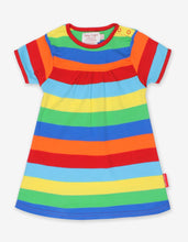 Load image into Gallery viewer, Organic Multi Stripe Short-Sleeved Dress - Toby Tiger
