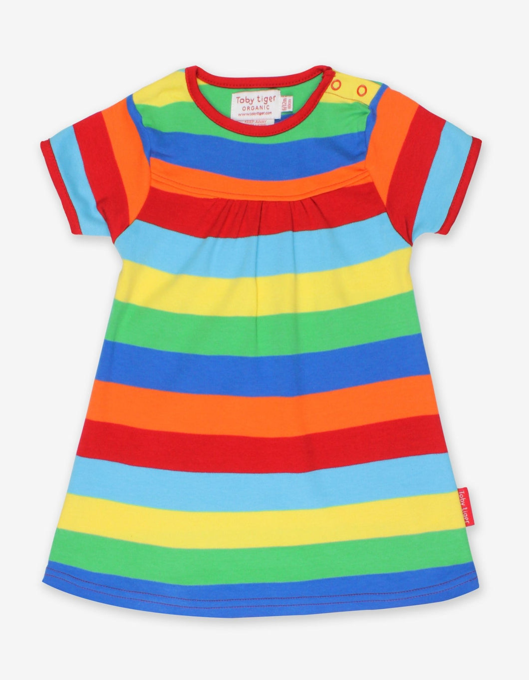 Organic Multi Stripe Short-Sleeved Dress - Toby Tiger