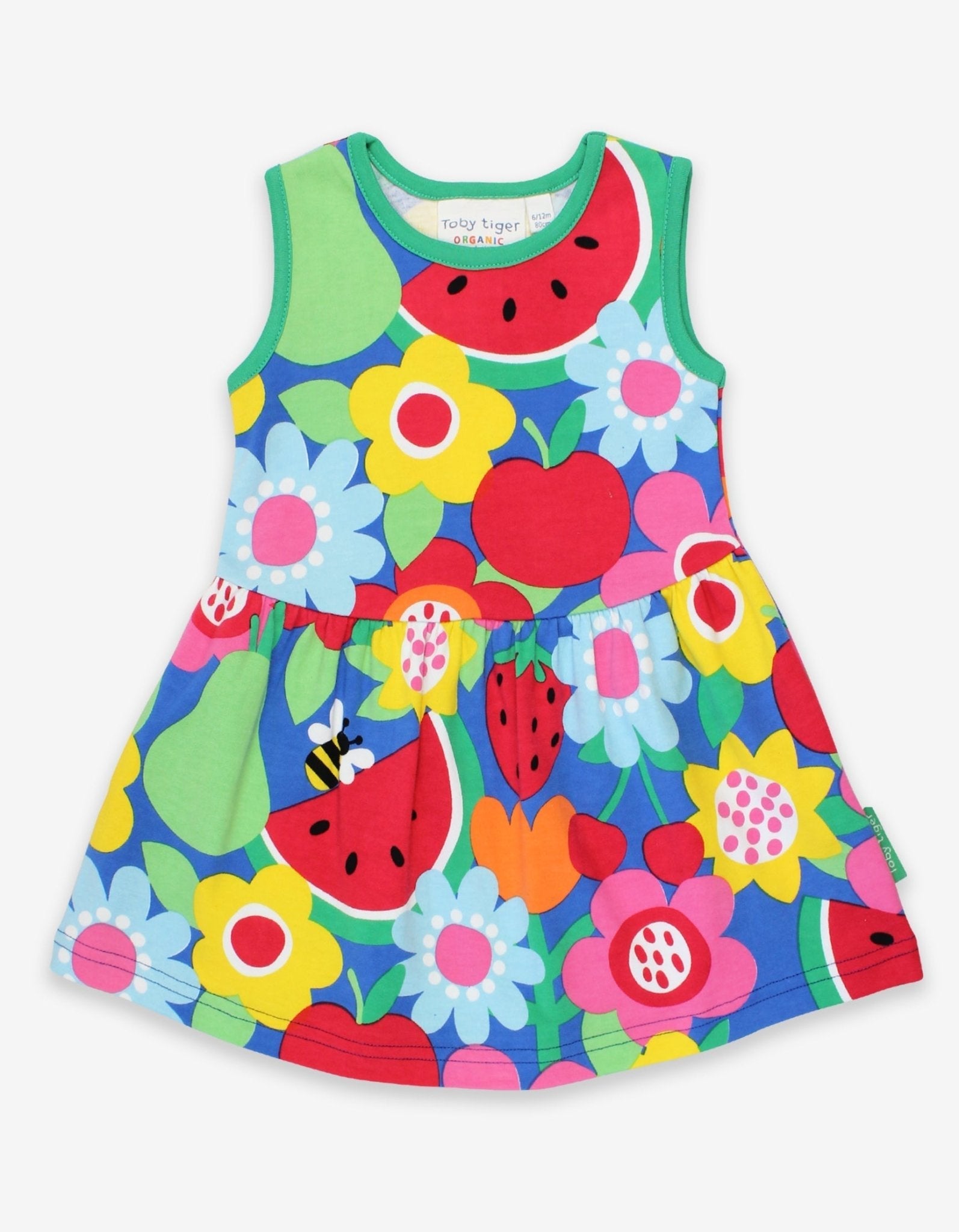 Organic Fruit Flower Print Summer Dress