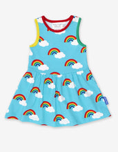Load image into Gallery viewer, Organic Turquoise Rainbow Print Summer Dress - Toby Tiger
