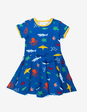 Load image into Gallery viewer, Organic Sealife Print Skater Dress - Toby Tiger
