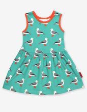 Load image into Gallery viewer, Organic Teal Seagull Print Summer Dress - Toby Tiger
