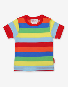 Organic Multi Stripe Short-Sleeved T-Shirt - Toby Tiger