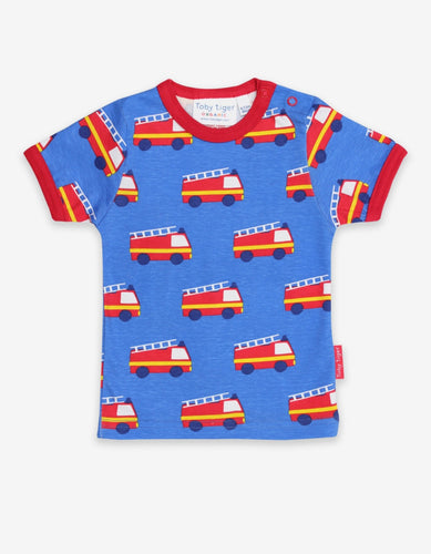 Organic Fire Engine Print T-Shirt - Toby Tiger