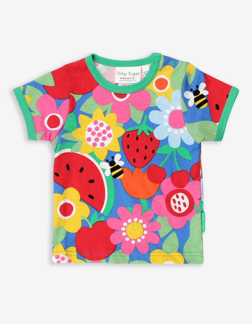 Organic Fruit Flower Print T-Shirt || Toby Tiger