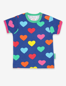 Organic Multi Heart Print T-Shirt - Toby Tiger