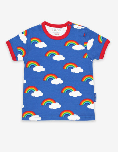 Organic Multi Rainbow Print Short-Sleeved T-Shirt - Toby Tiger