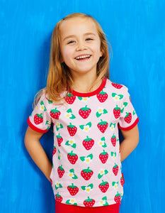 Organic Strawberry Flower Print T-Shirt - Toby Tiger