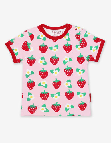 Organic Strawberry Flower Print T-Shirt - Toby Tiger