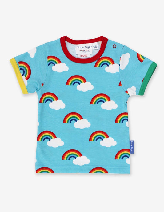 Organic Turquoise Rainbow Print T-Shirt - Toby Tiger