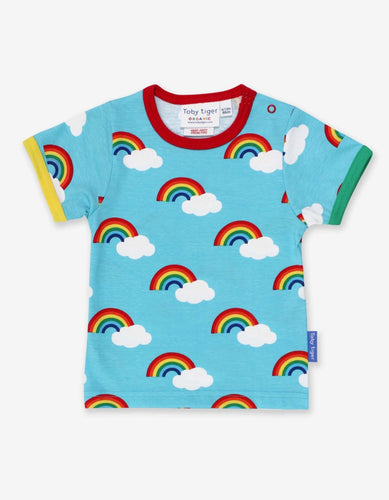 Organic Turquoise Rainbow Print T-Shirt - Toby Tiger