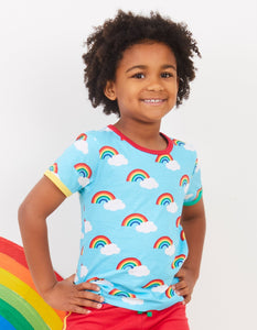 Organic Turquoise Rainbow Print T-Shirt - Toby Tiger
