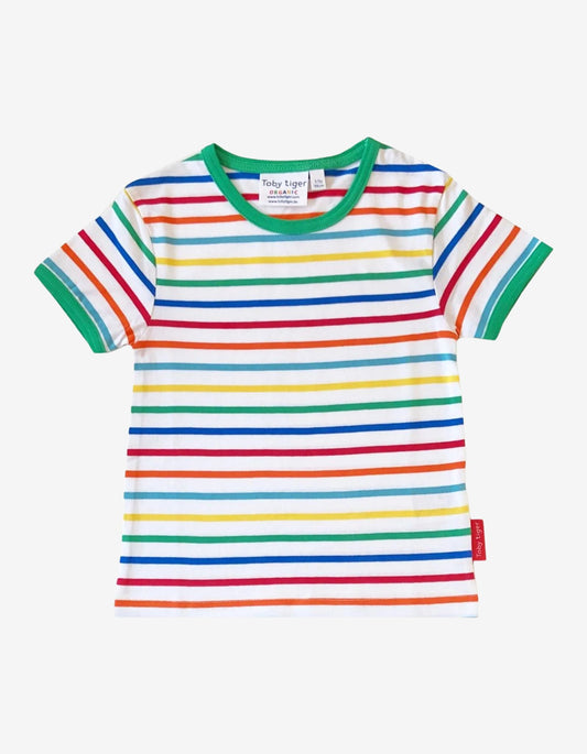Organic Green Rainbow Stripe T-Shirt - Toby Tiger