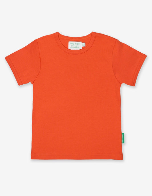 Organic Orange Basic Short-Sleeved T-Shirt - Toby Tiger