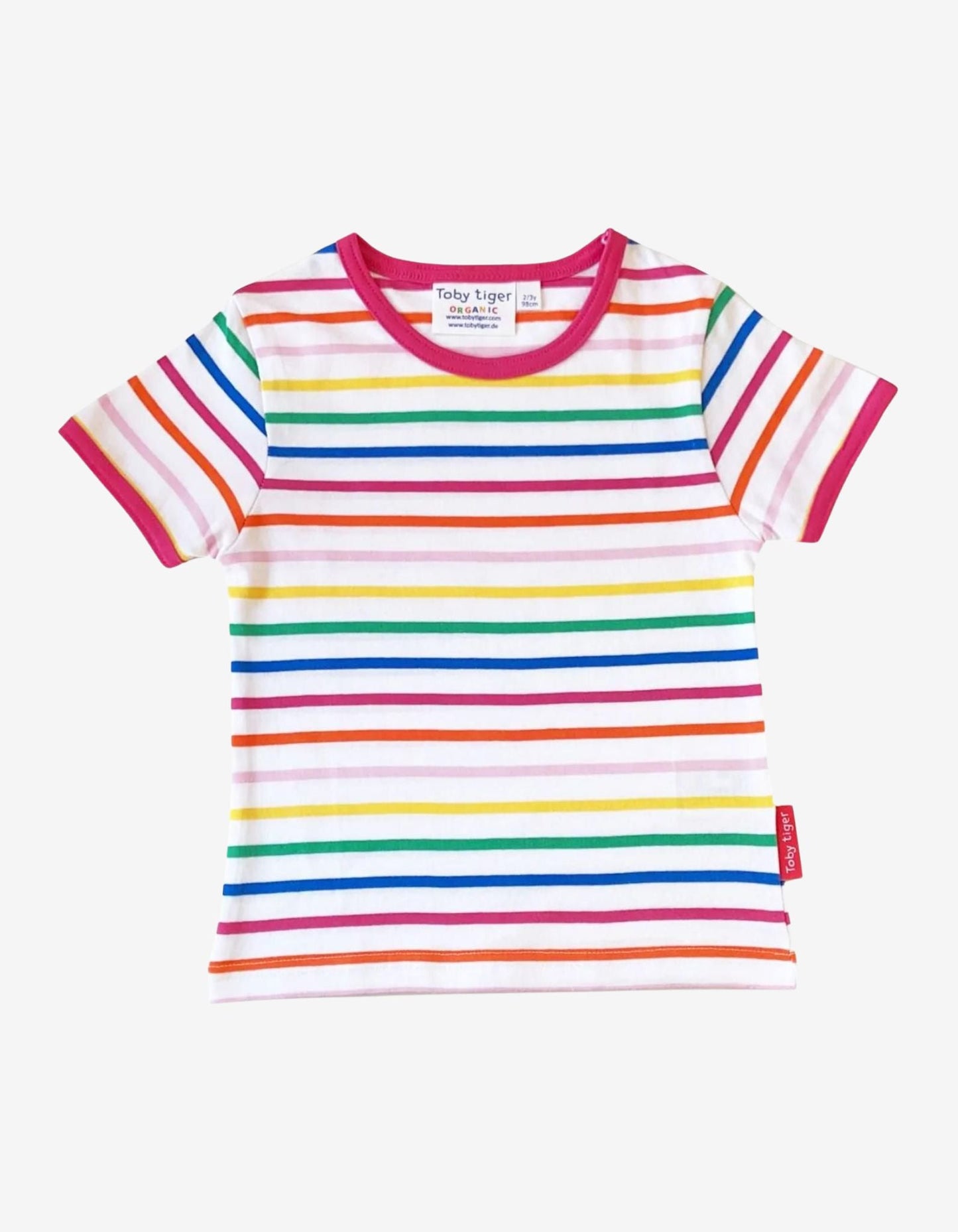 Organic Pink Rainbow Stripe T-Shirt - Toby Tiger