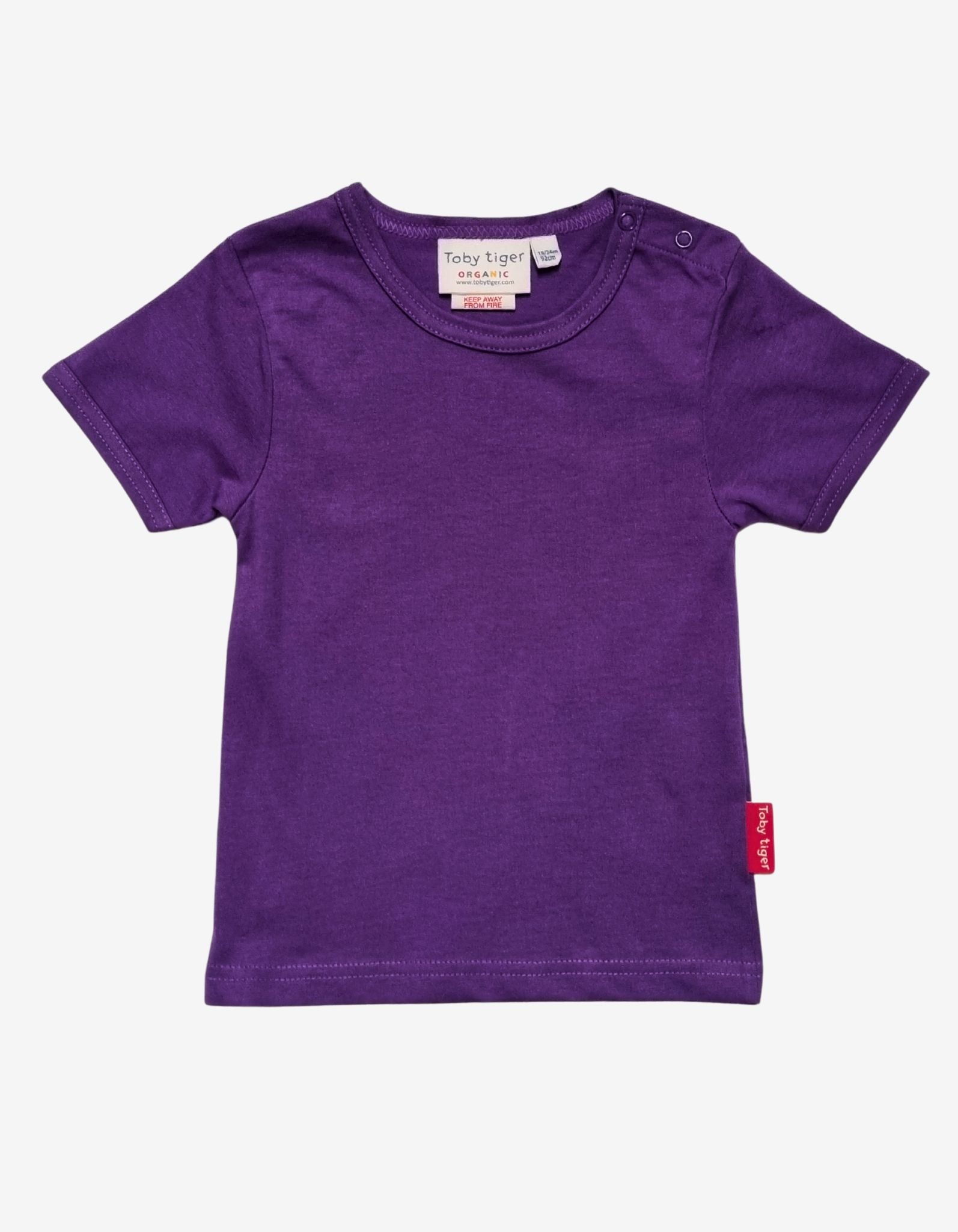 Organic Purple Basic Short-Sleeved T-Shirt - Toby Tiger