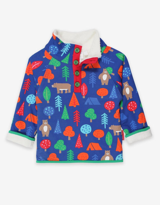 Organic Camping Bear Print Cosy Fleece Sweatshirt
