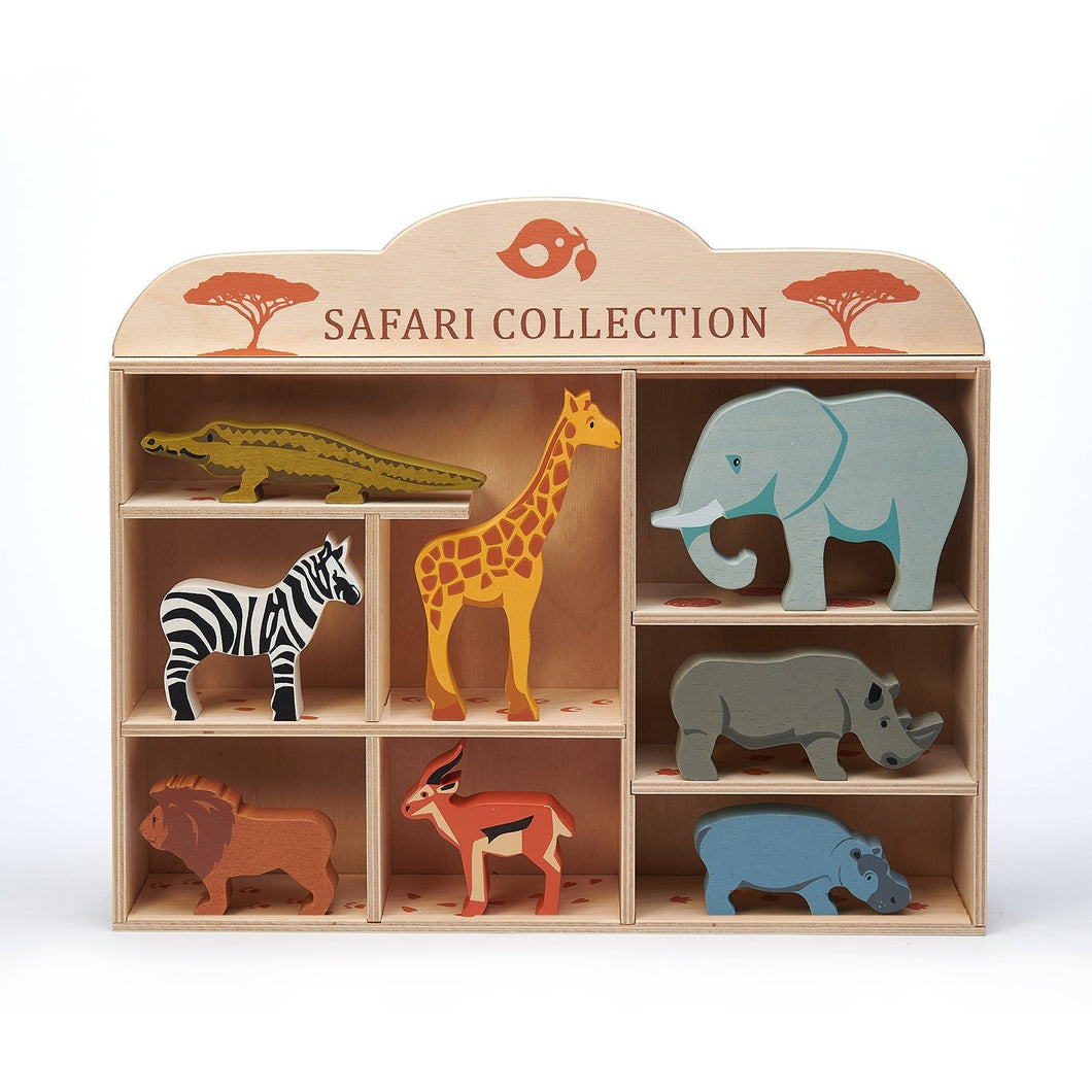 8 Safari Animals & Shelf - Toby Tiger