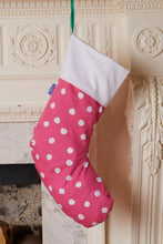 Load image into Gallery viewer, Organic Pink Snow Dot Christmas Stocking - Toby Tiger
